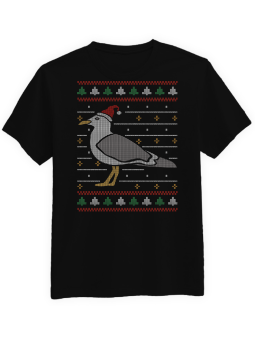 Koszulka Koszulka Męska Świąteczny Gołąb  Czarna - piwo święta mikołaj