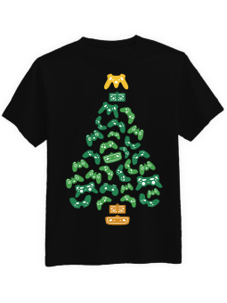 Koszulka Koszulka Męska Gamingowa Choinka  Czarna - piwo święta mikołaj