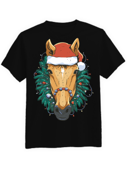 Koszulka Koszulka Męska Świąteczny Koń Czarna - piwo święta mikołaj