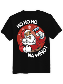 Koszulka Koszulka Męska Ho Ho Ho na Wino  Czarna - piwo święta mikołaj