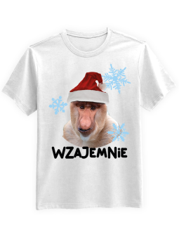 Koszulka Koszulka Męska Wzajemnie  Biała - piwo święta mikołaj