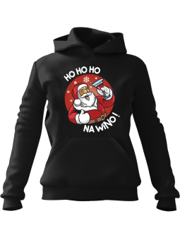 Bluza Męska z kapturem Ho Ho Ho Na Wino Czarna - Śmieszne T-Shirty z Nadrukami ?