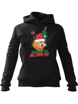 Bluza Damska z kapturem Zostaw To Na Święta Grażyna Czarna - Modna Odzież z Nadrukami ?