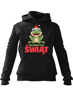 Bluza Damska z kapturem Żajebistych Świąt Czarna - Modna Odzież z Nadrukami ?