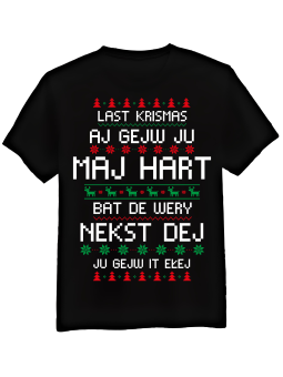 Koszulka Koszulka Męska Last Krismas Aj Gejw Ju Maj Hart Czarna - piwo święta mikołaj