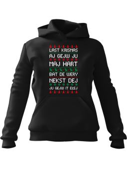 Bluza Męska z kapturem Last Krismas Aj Gejw Ju Maj Hart  Czarna - Śmieszne T-Shirty z Nadrukami ?