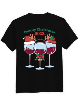 Koszulka Koszulka Męska Rodzinne Lampki Wina  Czarna - piwo święta mikołaj