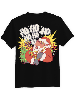 Koszulka Koszulka Męska Bongo Mikołaj  Czarna - piwo święta mikołaj