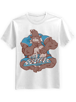 Koszulka Koszulka Męska Zamyślony Goryl Szachy Biała - Śmieszne T-Shirty z Nadrukami ?