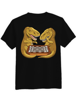 Koszulka Koszulka Męska Dinozaury Grające w Szachy Czarna - Śmieszne T-Shirty z Nadrukami ?