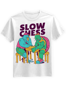 Koszulka Koszulka Męska Slow Chess Szachy Biała - Śmieszne T-Shirty z Nadrukami ?