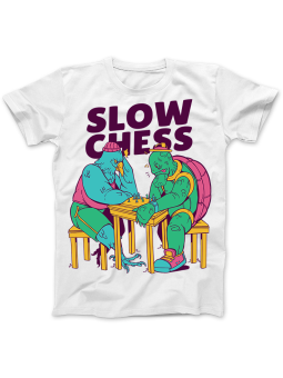 Koszulka Koszulka Damska Slow Chess Szachy Damska Biała - Śmieszne T-Shirty z Nadrukami ?