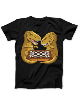 Koszulka Koszulka Damska Dinozaury Grające w Szachy Czarna - Śmieszne T-Shirty z Nadrukami ?