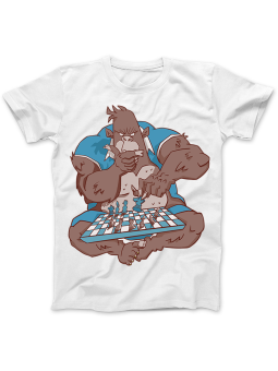 Koszulka Koszulka Damska Zamyślony Goryl Szachy Biała - Śmieszne T-Shirty z Nadrukami ?