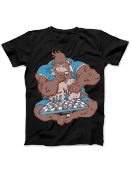 Koszulka Koszulka Damska Zamyślony Goryl Szachy Czarna - Śmieszne T-Shirty z Nadrukami ?