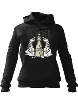 Bluza Męska z kapturem Szachowy Król Czarna - Śmieszne gadżety z Nadrukami ?