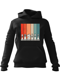 Bluza Męska z kapturem Retro Szachy Czarna - Śmieszne gadżety z Nadrukami ?