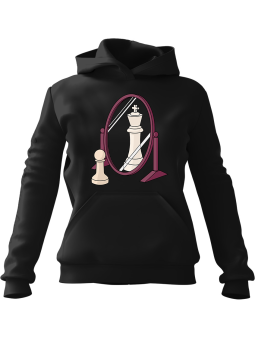 Bluza Męska z kapturem Pionek Król Czarna - Śmieszne gadżety z Nadrukami ?