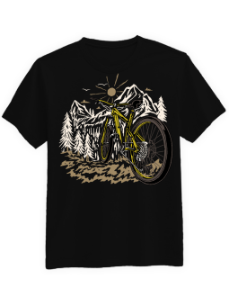 Koszulka Koszulka Męska Rower Góry Słońce Czarna - Śmieszne T-Shirty z Nadrukami ?