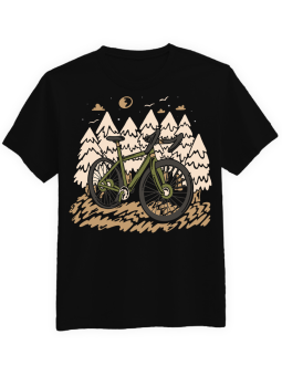 Koszulka Koszulka Męska Rower w Lesie Czarna - Śmieszne T-Shirty z Nadrukami ?