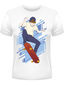 Koszulka Koszulka Męska Anime Skater Biała - Śmieszne T-Shirty z Nadrukami ?