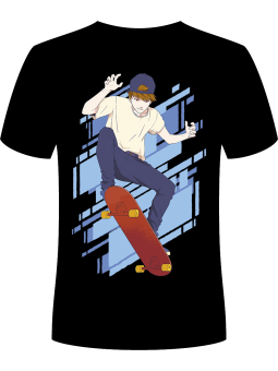 Koszulka Koszulka Męska Anime Skater Czarna - Śmieszne T-Shirty z Nadrukami ?