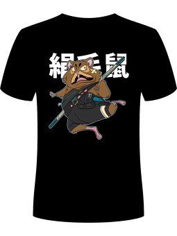 Koszulka Koszulka Męska Anime Samuraj Chomik Czarna - Śmieszne T-Shirty z Nadrukami ?