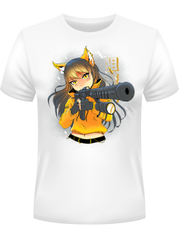 Koszulka Koszulka Męska Anime Kobieta z Bronią Biała - Śmieszne T-Shirty z Nadrukami ?