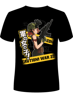 Koszulka Koszulka Męska Anime Military Girl Czarna - Śmieszne T-Shirty z Nadrukami ?