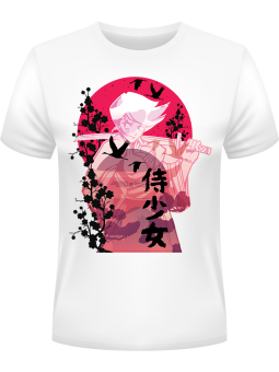 Koszulka Koszulka Męska Kobieta Samuraj Biała - Śmieszne T-Shirty z Nadrukami ?