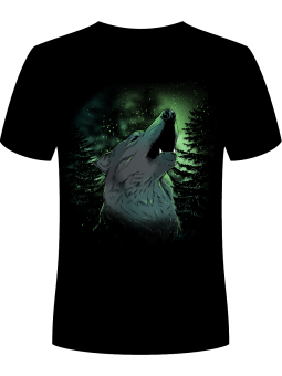 Koszulka Koszulka Męska Wyjący Wilk Czarna - Śmieszne T-Shirty z Nadrukami ?