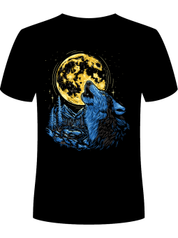 Koszulka Koszulka Męska Wilk w Blasku Księżyca Czarna - Śmieszne T-Shirty z Nadrukami ?