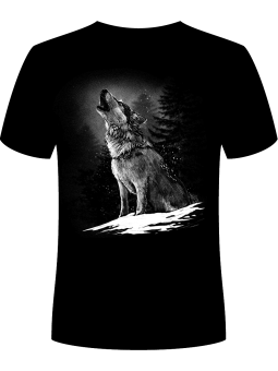 Koszulka Koszulka Męska Realistyczny Wilk Czarna - Śmieszne T-Shirty z Nadrukami ?