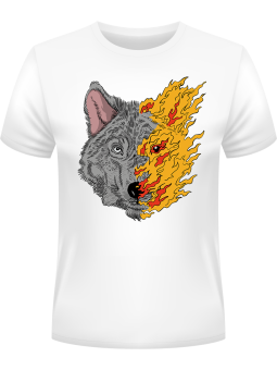 Koszulka Koszulka Męska Palący Wilk Biała - Śmieszne T-Shirty z Nadrukami ?