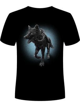 Koszulka Koszulka Męska Dziewczyna z Wilkiem Czarna - Śmieszne T-Shirty z Nadrukami ?