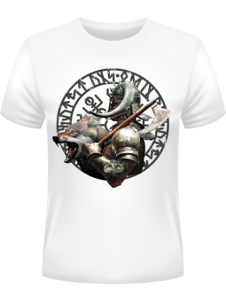Koszulka Koszulka Męska Wilk Viking Biała - Śmieszne T-Shirty z Nadrukami ?