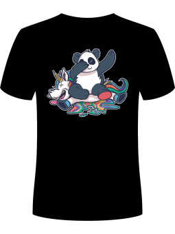 Koszulka Koszulka Męska Panda i Jednorożec Czarna - Kung Fu Panda Zwierzęta