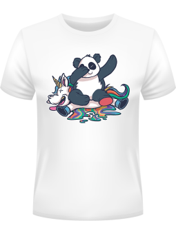Koszulka Koszulka Męska Panda i Jednorożec Biała - Śmieszne T-Shirty z Nadrukami ?