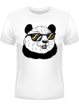 Koszulka Koszulka Męska Panda w Okularach Biała - Śmieszne T-Shirty z Nadrukami ?