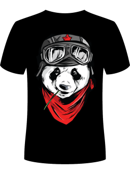 Koszulka Koszulka Męska Panda Pilot Czarna - Kung Fu Panda Zwierzęta