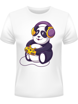 Koszulka Koszulka Męska Panda Gracz Biała - Śmieszne T-Shirty z Nadrukami ?
