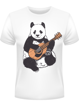 Koszulka Koszulka Męska Panda Grająca na Gitarze Biała - Śmieszne T-Shirty z Nadrukami ?