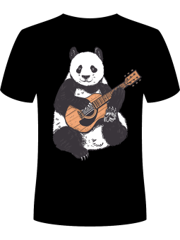 Koszulka Koszulka Męska Panda Grająca na Gitarze Czarna - Kung Fu Panda Zwierzęta