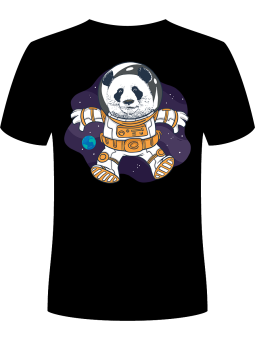 Koszulka Koszulka Męska Panda Kosmonauta Czarna - Kung Fu Panda Zwierzęta