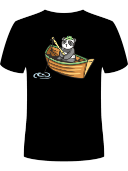 Koszulka Koszulka Męska Panda Wędkarz Czarna - Kung Fu Panda Zwierzęta