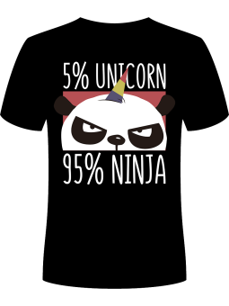 Koszulka Koszulka Męska Panda Jednorożec Czarna - Kung Fu Panda Zwierzęta