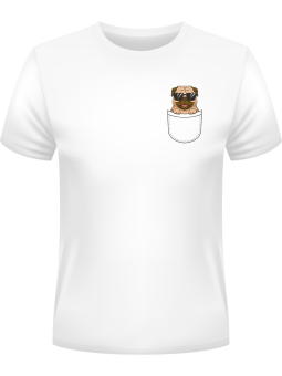 Koszulka Koszulka Męska Pies w Okularach Kieszonka Biała - Śmieszne T-Shirty z Nadrukami ?