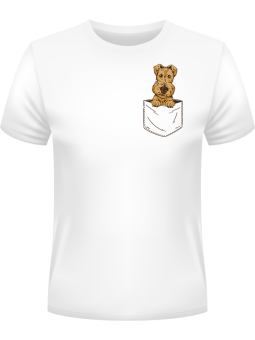 Koszulka Koszulka Męska Słodki Pies Kieszonka Biała - Śmieszne T-Shirty z Nadrukami ?