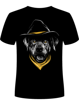 Koszulka Koszulka Męska Pies CowBoy Czarna - Śmieszne T-Shirty z Nadrukami ?