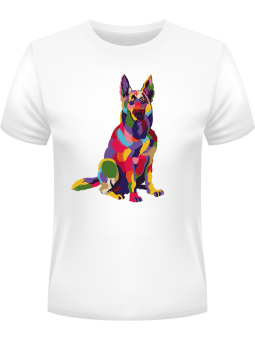 Koszulka Koszulka Męska Kolorowy Owczarek Niemiecki Biała - Śmieszne T-Shirty z Nadrukami ?